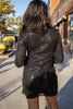 MOCK NECK SEQUIN BLACK MINI DRESS L/S