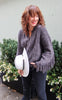 FRINGE BACK CHARCOAL VNECK