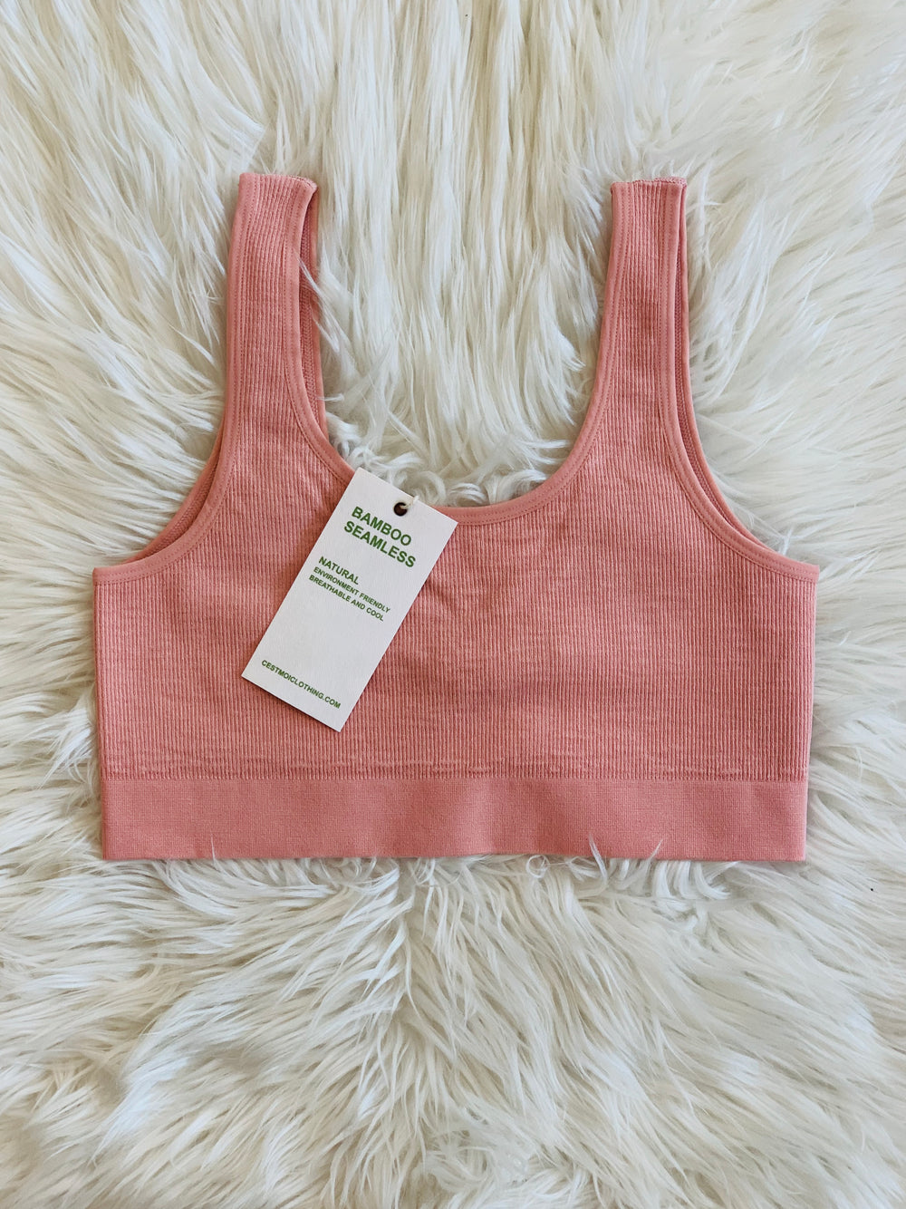RIB BAMBOO BLUSH SPORTS BRA REVERSIBLE (4509452206141)