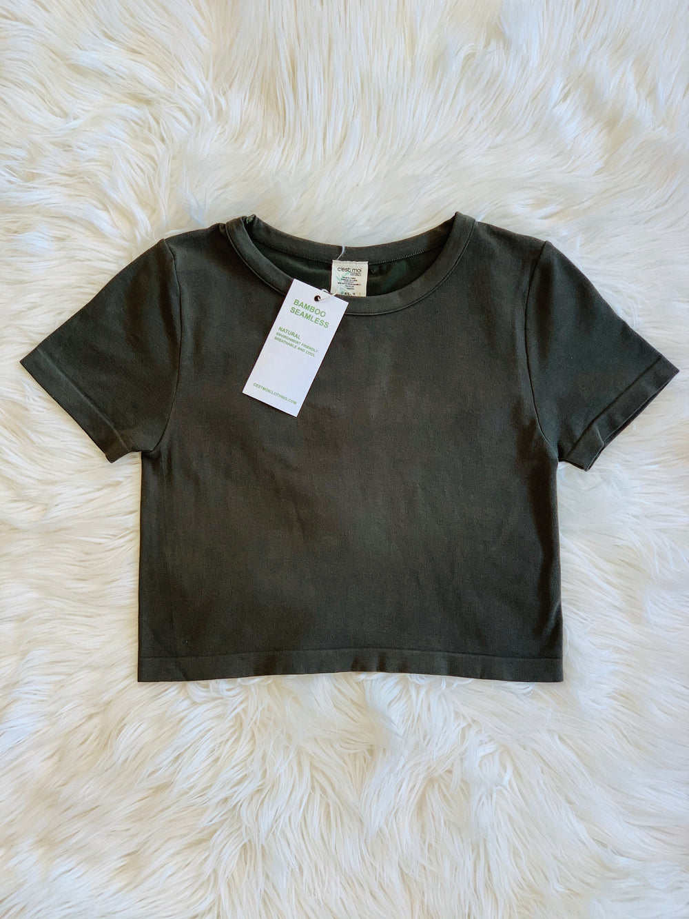 CROP BAMBOO TEE OLIVE (4509451747389)