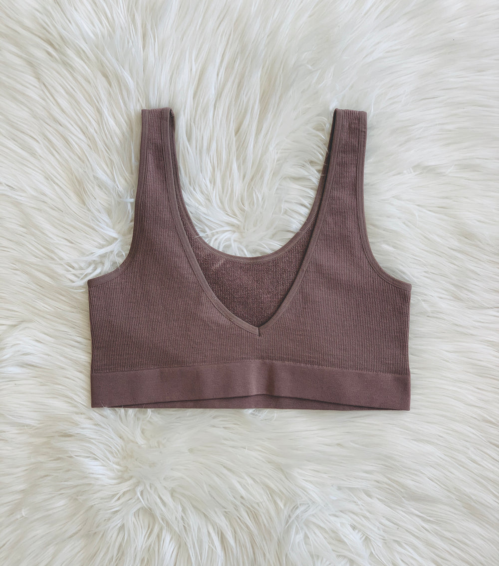 RIB BAMBOO MOCHA SPORTS BRA REVERSIBLE (4513057407037)