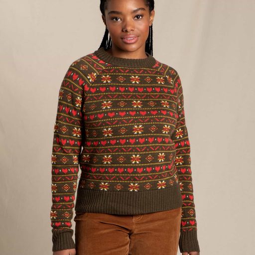 CAZZI HEARTS FAIR ISLE OLIVE SWEATER
