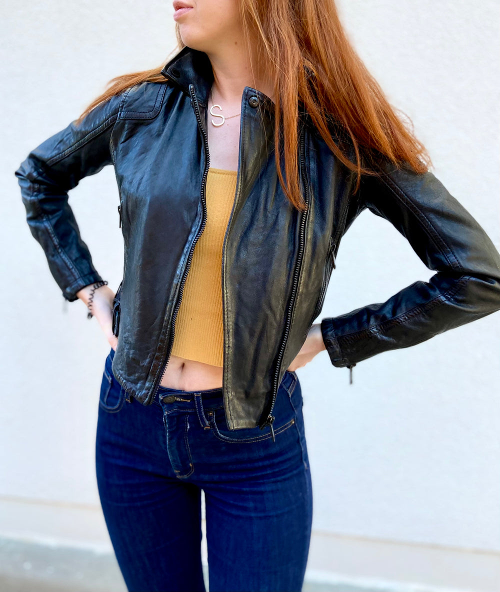 BITA BLACK W BLACK HARDWARE LEATHER Sustainable Fashion Boa Boutique