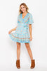 AQUA FLORAL WRAP DRESS