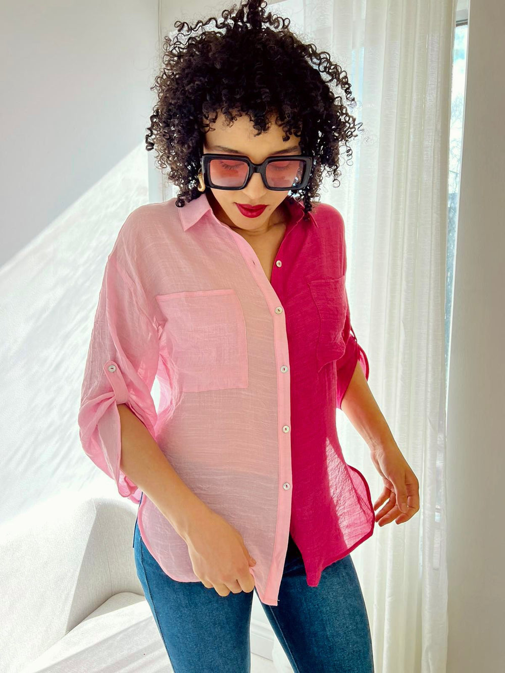 AAKAA 2TONE PINK BLOUSE