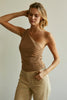 TAN ROUCHED ONE SHOULDER