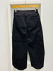 BLACK DENIM FRAY CURVED HEM