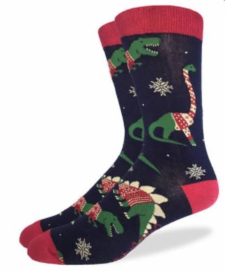 MENS CHRISTMAS SWEATER DINOSAUR SOCKS